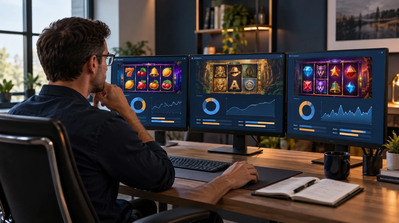 RTP နှင့် volatility နှိုင်းယှဉ်ဇယားကို ပြသနေသော slot ဂိမ်းစခရင်များ