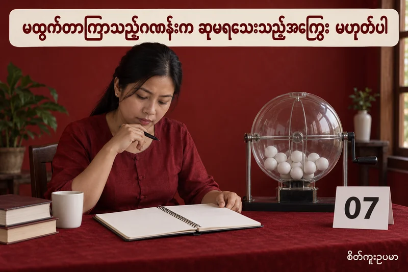 ထီဂဏန်း အကြိမ်30 မထွက်ခြင်းသည် နောက်ပွဲဆု အကြွေးမဟုတ်ပါ — စိတ်ကူးထီဆိုင်ရာ သရုပ်ဖော်ပုံ။