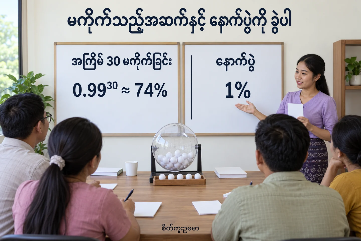 အကြိမ်30မကိုက်ခြင်းကို နောက်ပွဲခန့်မှန်းချက်မလုပ်ရန် ကို ပြထားသော စိတ်ကူးဥပမာပုံ။